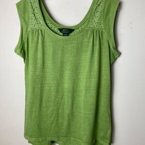 Woolrich Green Tank Top with Lace Detailing